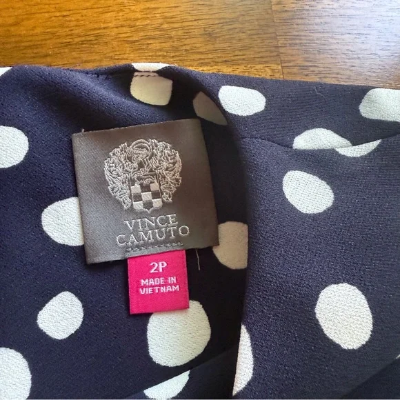 NWT $128 Vince Camuto Polka Dot Short Sleeve Fit & Flare Dress in NAVY MULTI-2P! - Picture 10 of 11